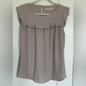 LOFT Women's Pink Patterned Sleeveless Blouse. 
Size M